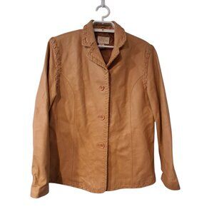 California Style vintage leather jacket womens M L ? camel whipstitch
